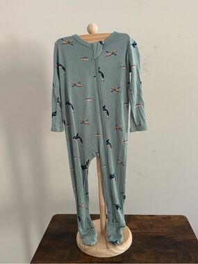 Kyte BABY Seafoam Blue Dolphin Print Footed One-Piece